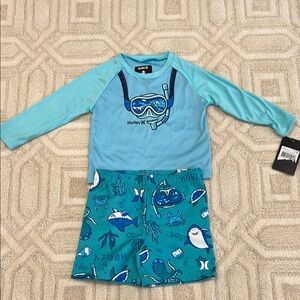 NWT Hurley Blue Rashguard Swim Set